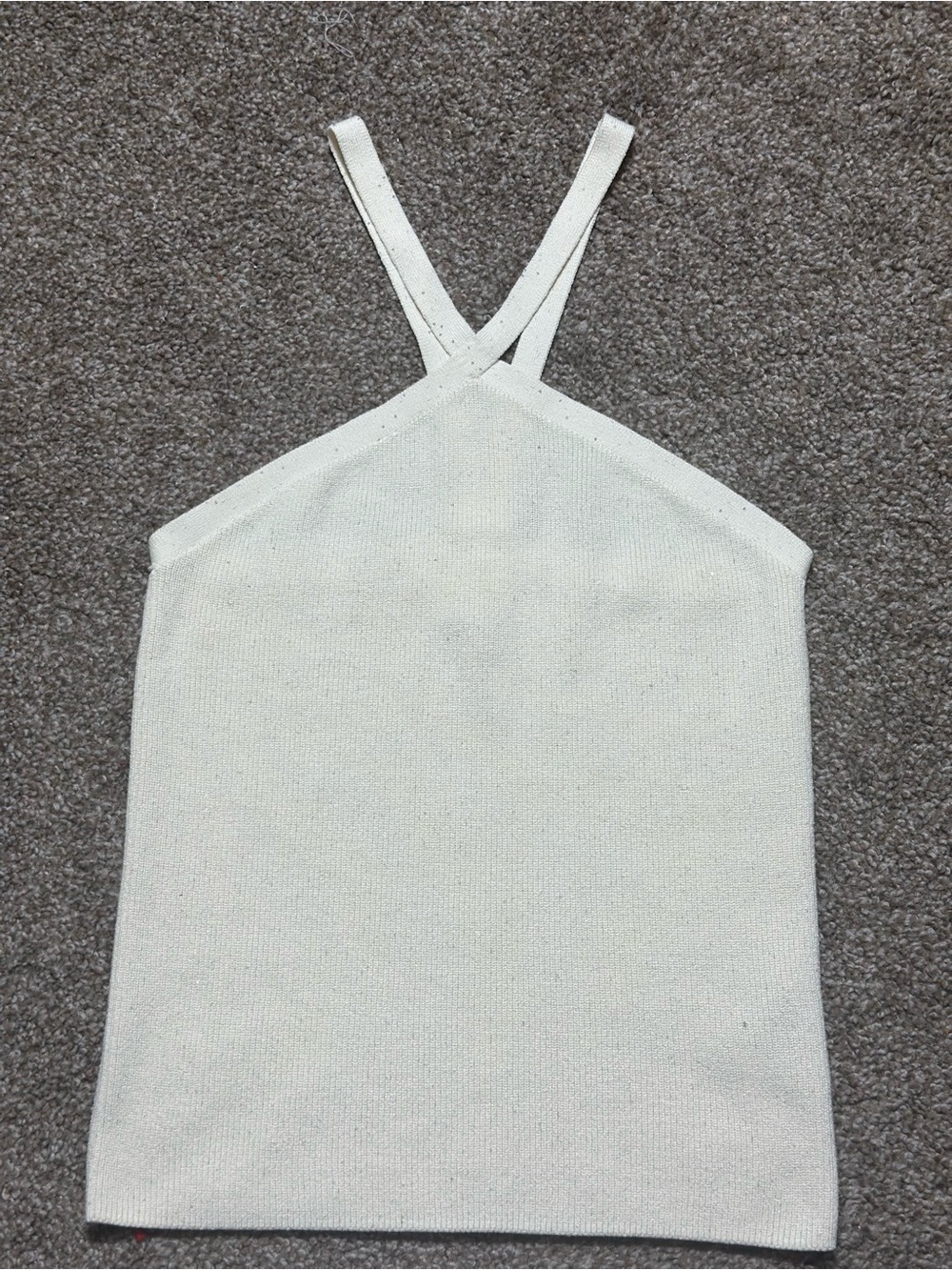 Women’s Ivory Cross-Back Knit Tank Top